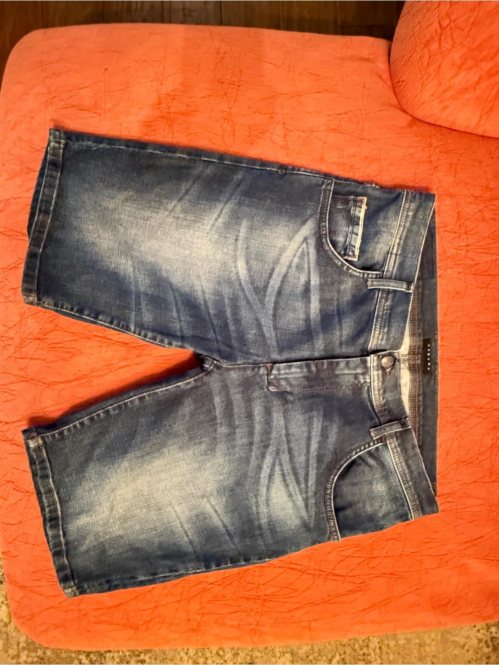Sisley Men's Dark Blue Relaxed Denim Shorts
